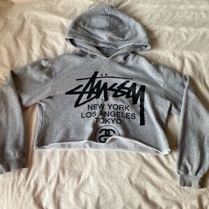 Stussy grey cropped Hoodie